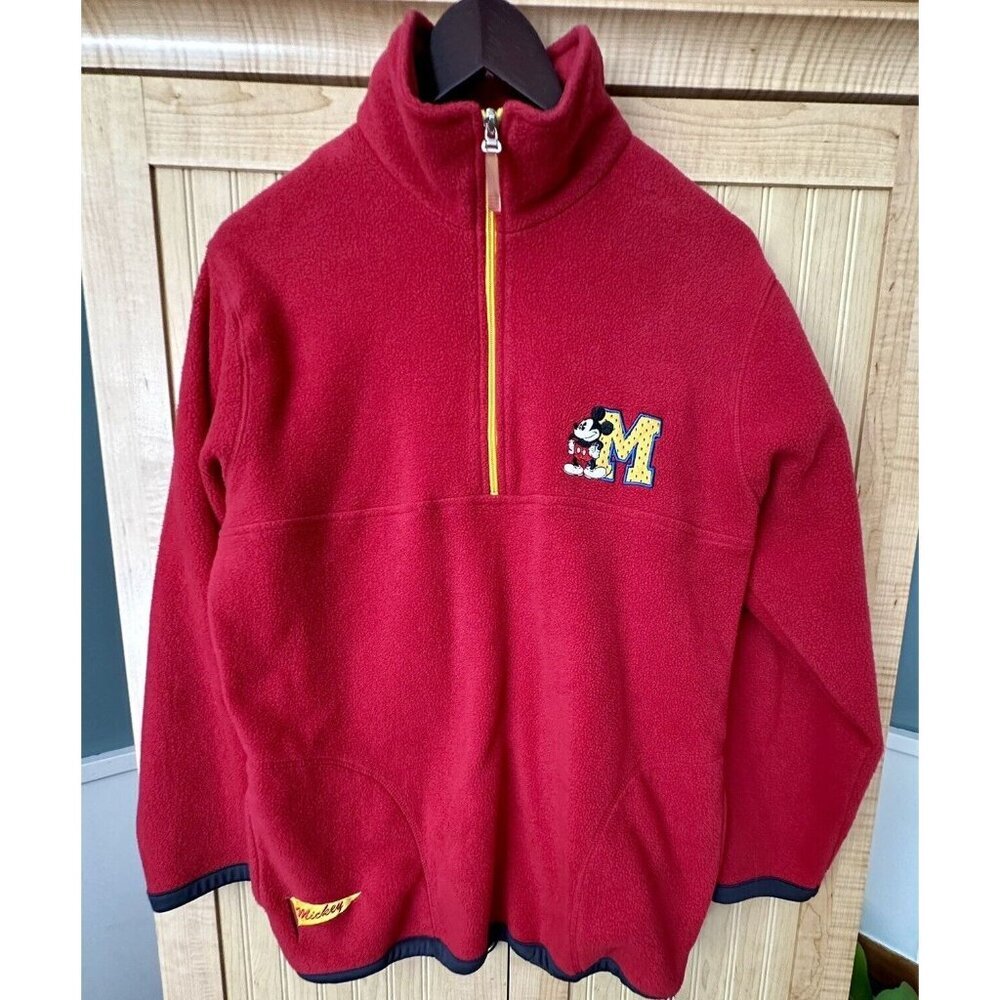 Vintage Mickey & Co. Size Medium Red Embroidered Mickey Fleece 1/4 Zip Soft